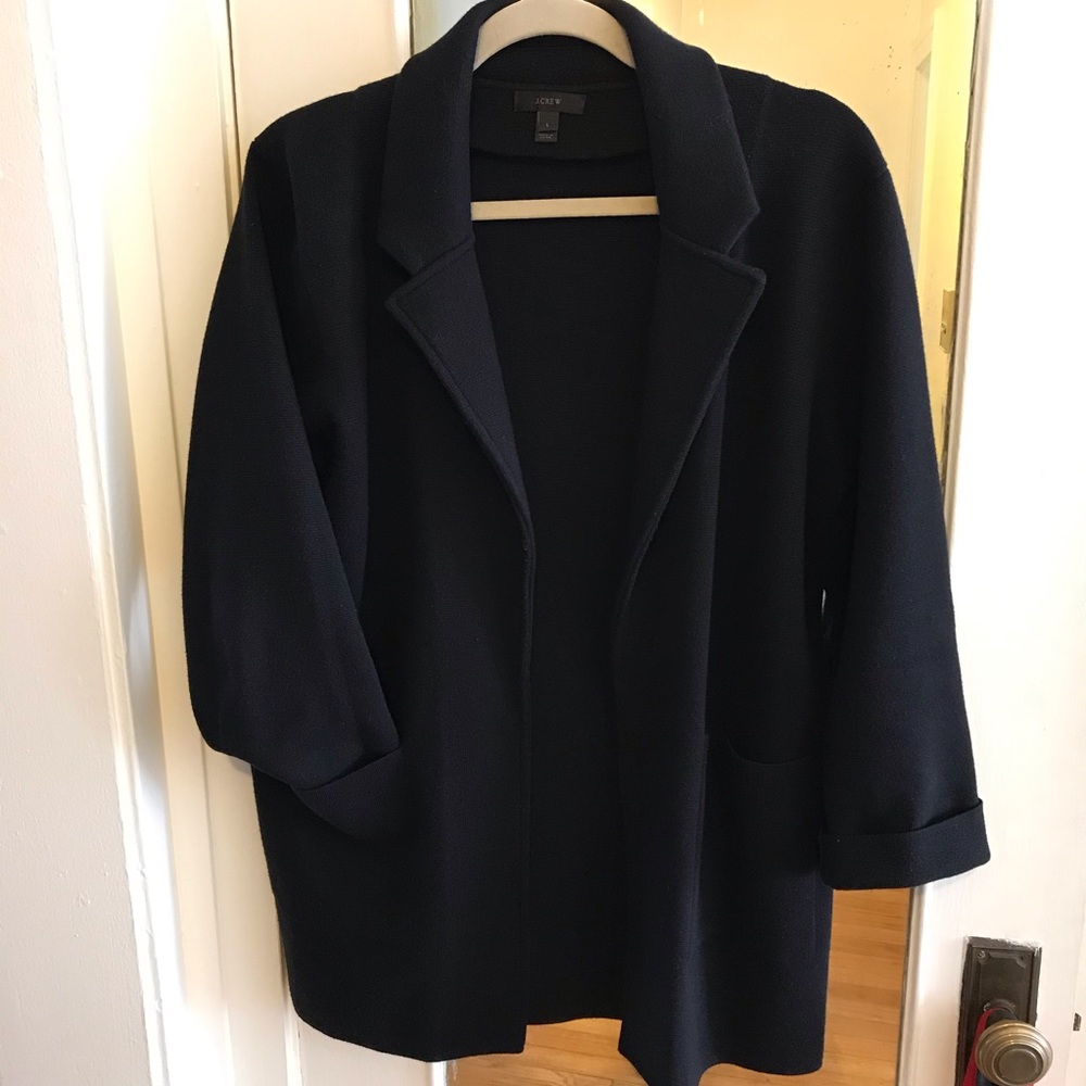 J. Crew Open-Front Sweater-Blazer (black)